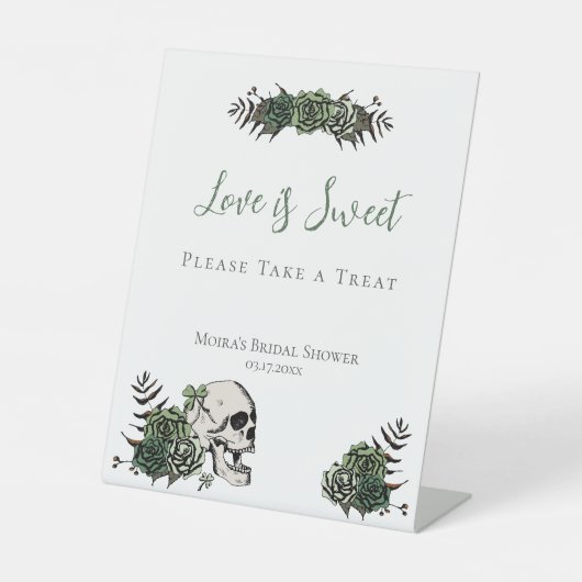 White Skull Rose Irish Brautparty Favoriten Signie Sockelschild (Vorderseite)