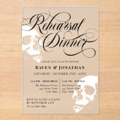 White Skulls Goth Hochzeit Probe Dinner Acryleinladungen (Vorderseite)