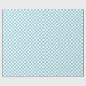 White & Sky Blue Checkerboard Wrapping Paper Roll Geschenkpapier (Flach)
