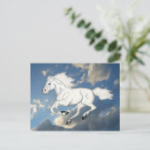 White Sky Horse Postcard Postkarte (Stehend Vorderseite)
