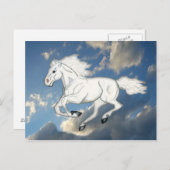 White Sky Horse Postcard Postkarte (Vorne/Hinten)