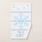 White Slate Blue Geometric Lines Snowflakes Badhandtuch Set (Handtuch)