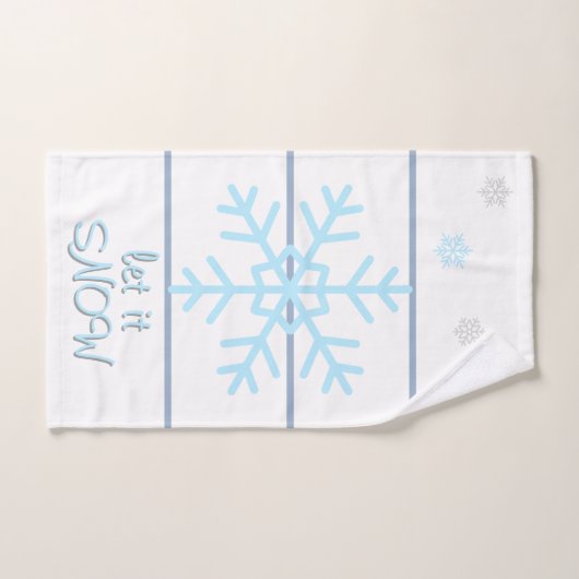 White Slate Blue Geometric Lines Snowflakes Badhandtuch Set (Handtuch)