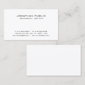 White Sleek Moderne Elegante Schlicht Beruflich Visitenkarte (Vorne/Hinten)