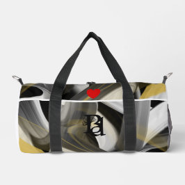 White Small Duffel Bag Trend Abstrakt Black Gold Duffle Bag