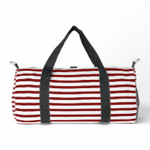White Small Duffel Tasche mit Deep Red Line Art