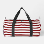 White Small Duffel Tasche mit Deep Red Line Art (Rückseite)