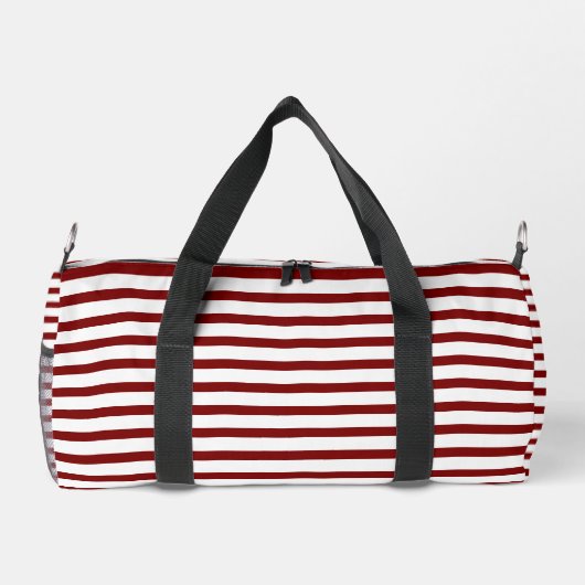 White Small Duffel Tasche mit Deep Red Line Art (Rückseite)