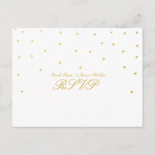White & Small Gold Confetti UAWG Wedding Einladungspostkarte