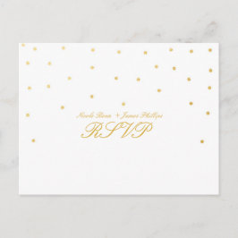 White & Small Gold Confetti UAWG Wedding Einladungspostkarte