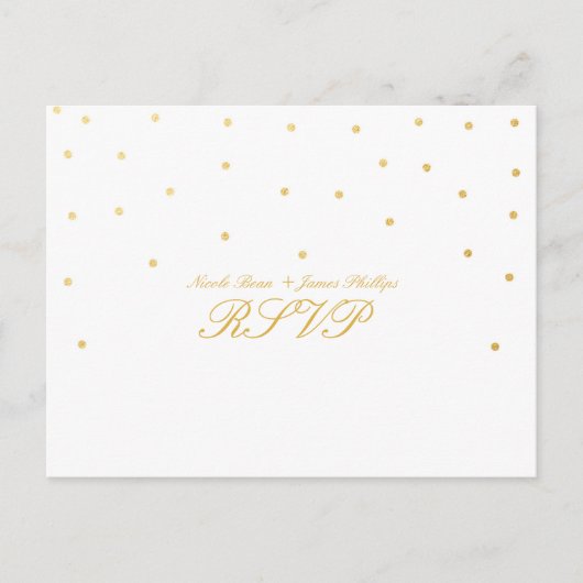 White & Small Gold Confetti UAWG Wedding Einladungspostkarte (Vorderseite)