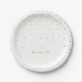 White & Small Gold Foil Confetti Dots Party Teller (Vorderseite)