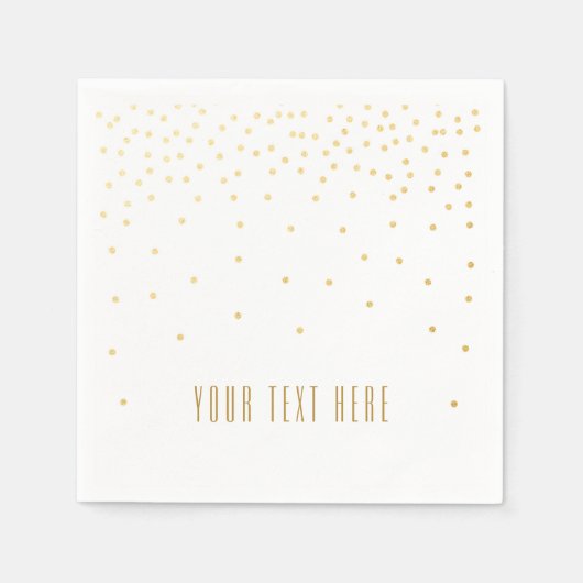 White & Small Gold Foil Confetti Wedkins Serviette (Vorderseite)