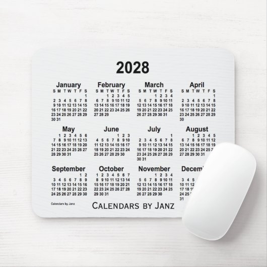 White Smoke Calendar von Janz Mouse Pad 2028 Mousepad (Mit Mouse)