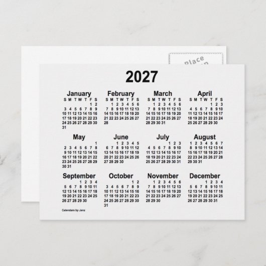 White Smoke Mini Calendar von Janz 2027 Postkarte (Vorne/Hinten)