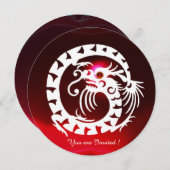 WHITE SNAKE DRAGON RED BURGUNDY RUBY GEM STONE EINLADUNG (Vorne/Hinten)