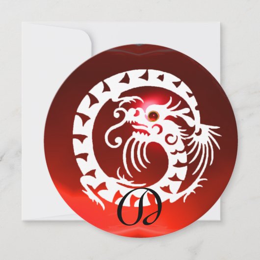 WHITE SNAKE DRAGON RED RUBY GEM STONE MONOGRAM EINLADUNG (Vorderseite)