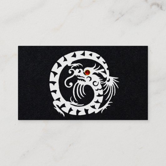 WHITE SNAKE DRAGON, RED RUBY GEMSTONE Black Paper Visitenkarte (Rückseite)