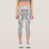 White Snake Skin Print Capri Leggings (Vorderseite)
