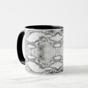 White Snake Skin Print Tasse