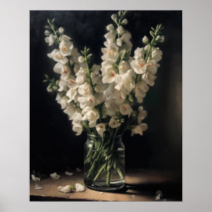 White Snapdragon Blume Art Print Poster
