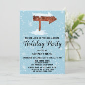 White Snow Blue Company Holiday Party Einladung (Stehend Vorderseite)