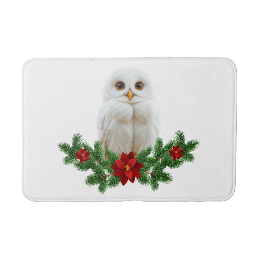 White Snow Christmas Owl Badematte (Vorderseite)