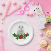 White Snow Christmas Owl Pappteller (Party)
