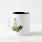 White Snow Christmas Owl Zweifarbige Tasse (Vorderseite Links)