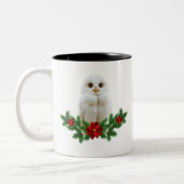 White Snow Christmas Owl Zweifarbige Tasse (Links)