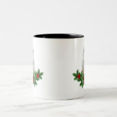 White Snow Christmas Owl Zweifarbige Tasse (Mittel)