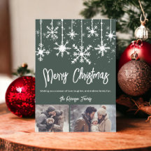 White snow elegant green merry christmas 2 photos