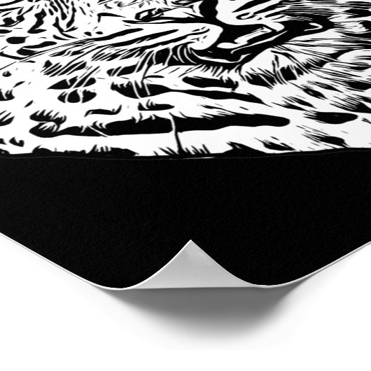 White Snow Leopard Kopf Jungle Tiere Kunst Poster (Ecke)