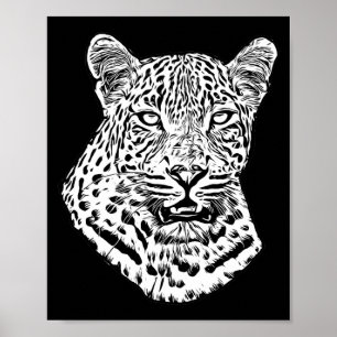 White Snow Leopard Kopf Jungle Tiere Kunst Poster