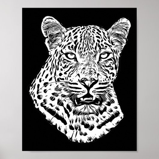 White Snow Leopard Kopf Jungle Tiere Kunst Poster (Vorne)