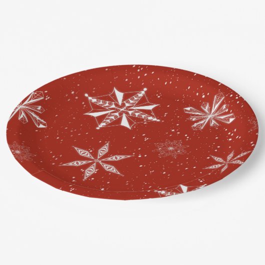 White Snow on. Red Canvas Pappteller (Schrägansicht)