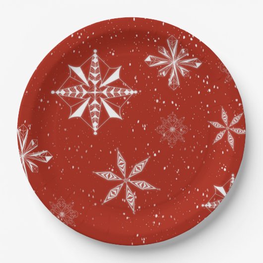 White Snow on. Red Canvas Pappteller (Vorderseite)