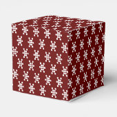 White snow star snowflakes dots pattern burgundy geschenkschachtel (Rückseite)
