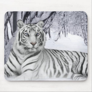 White Snow Tiger Mousepad