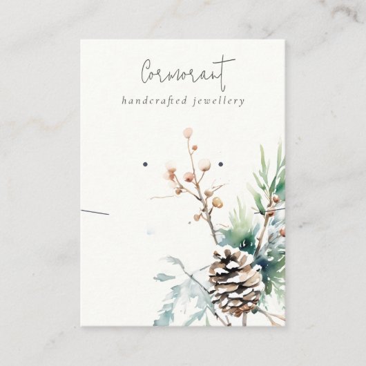 White Snow Winter Berries Euren Necklace Holder Visitenkarte (Vorderseite)