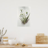 White Snowdrop Blume Art Print Poster (Küche)