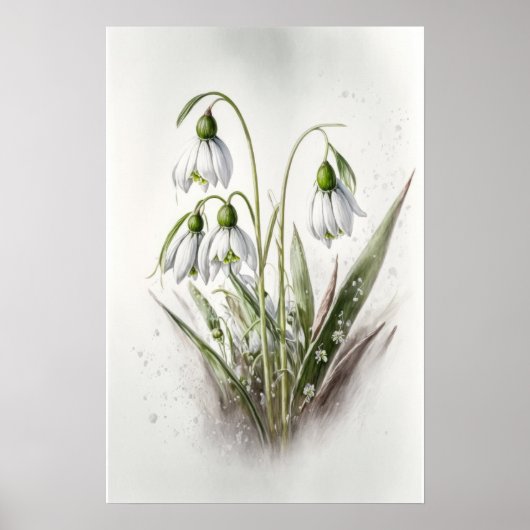White Snowdrop Blume Art Print Poster (Vorne)