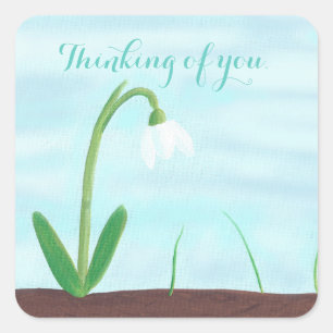 White Snowdrop Blume Denken Sie an Ihre Stickers