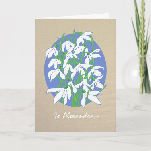 White Snowdropp auf Burlap January Birthday Card Karte (Vorderseite)