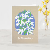 White Snowdropp auf Burlap January Birthday Card Karte (Gelbe Blume)