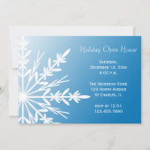 White Snowflake auf Blue Holiday Open House Einladung (Vorderseite)
