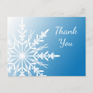 White Snowflake auf Blue Winter Vielen Dank Postkarte