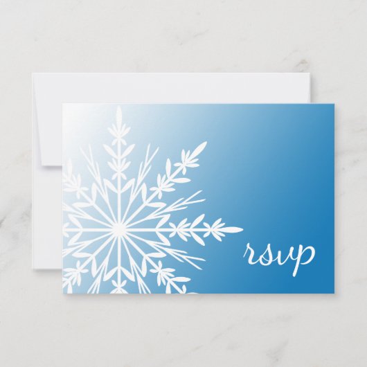 White Snowflake auf Blue Winter Wedding UAWG RSVP Karte (Vorderseite)