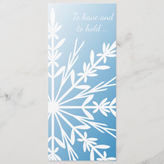 White Snowflake auf dem Blue Winter Wedding Progra Programm (Vorderseite)