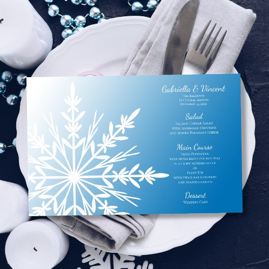 White Snowflake auf der Blue Winter Wedding Menu